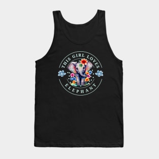 this girl loves elephant cute baby colorful elephant Tank Top